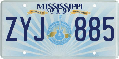MS license plate ZYJ885