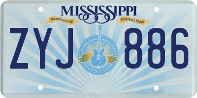 MS license plate ZYJ886