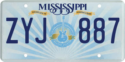 MS license plate ZYJ887