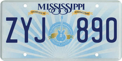 MS license plate ZYJ890