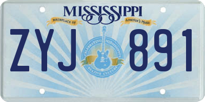 MS license plate ZYJ891