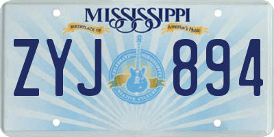 MS license plate ZYJ894