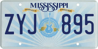 MS license plate ZYJ895