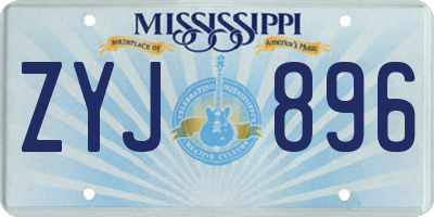 MS license plate ZYJ896