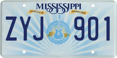MS license plate ZYJ901