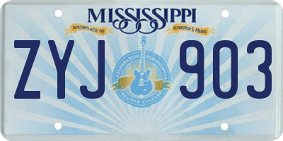 MS license plate ZYJ903