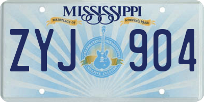 MS license plate ZYJ904