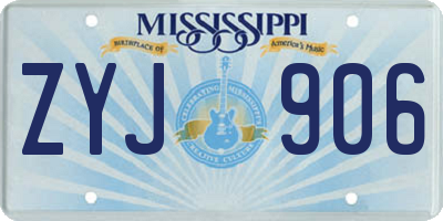 MS license plate ZYJ906
