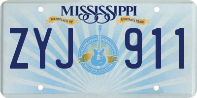 MS license plate ZYJ911