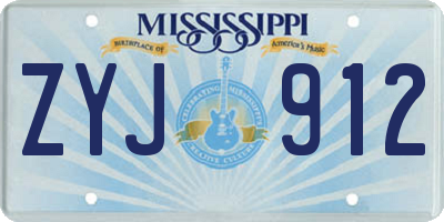 MS license plate ZYJ912