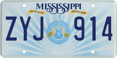MS license plate ZYJ914