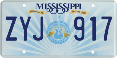 MS license plate ZYJ917