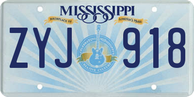 MS license plate ZYJ918