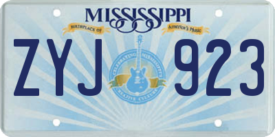 MS license plate ZYJ923
