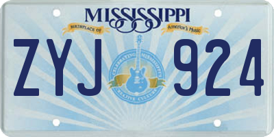 MS license plate ZYJ924