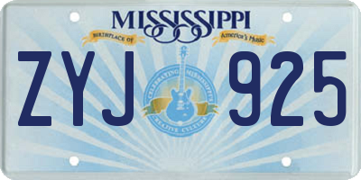 MS license plate ZYJ925