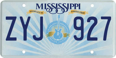 MS license plate ZYJ927