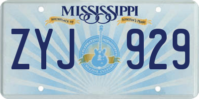 MS license plate ZYJ929