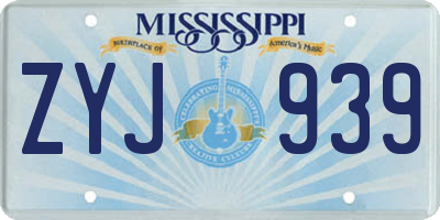 MS license plate ZYJ939