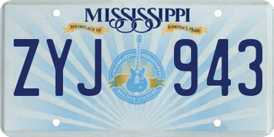 MS license plate ZYJ943