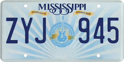 MS license plate ZYJ945