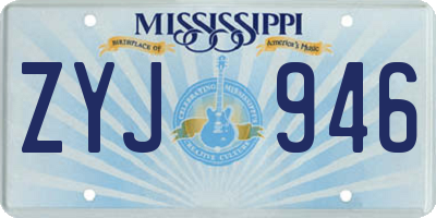 MS license plate ZYJ946