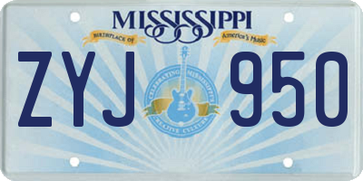 MS license plate ZYJ950