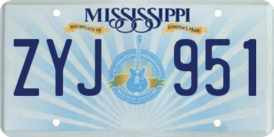 MS license plate ZYJ951
