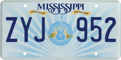 MS license plate ZYJ952
