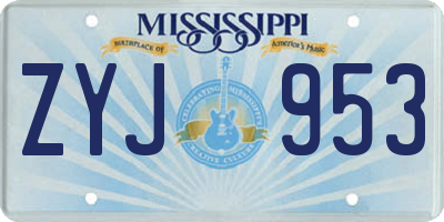 MS license plate ZYJ953