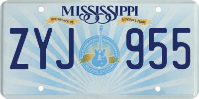 MS license plate ZYJ955