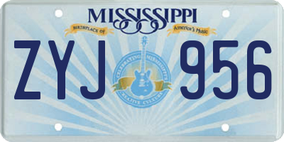 MS license plate ZYJ956