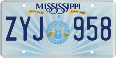MS license plate ZYJ958
