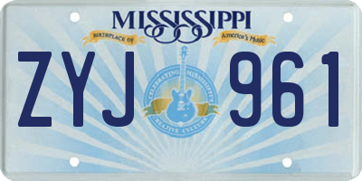 MS license plate ZYJ961