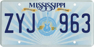 MS license plate ZYJ963