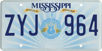 MS license plate ZYJ964