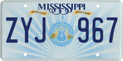 MS license plate ZYJ967