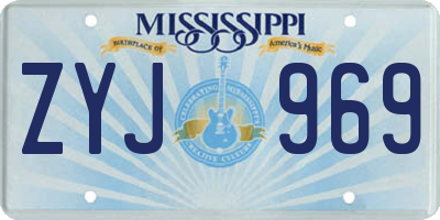 MS license plate ZYJ969