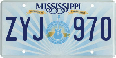 MS license plate ZYJ970
