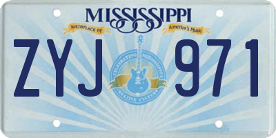 MS license plate ZYJ971