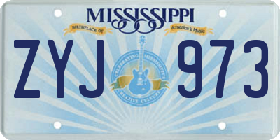 MS license plate ZYJ973