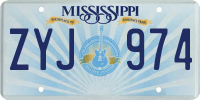 MS license plate ZYJ974