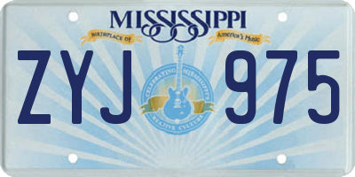 MS license plate ZYJ975