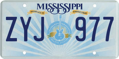MS license plate ZYJ977