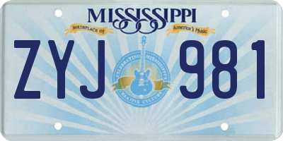 MS license plate ZYJ981