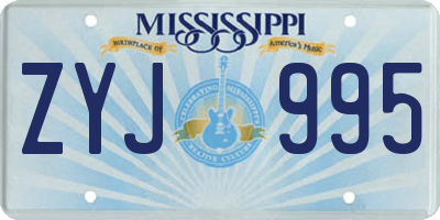 MS license plate ZYJ995