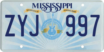 MS license plate ZYJ997