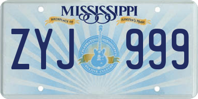 MS license plate ZYJ999
