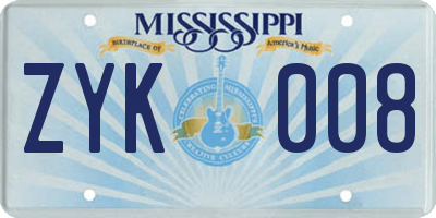 MS license plate ZYK008