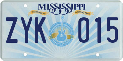 MS license plate ZYK015